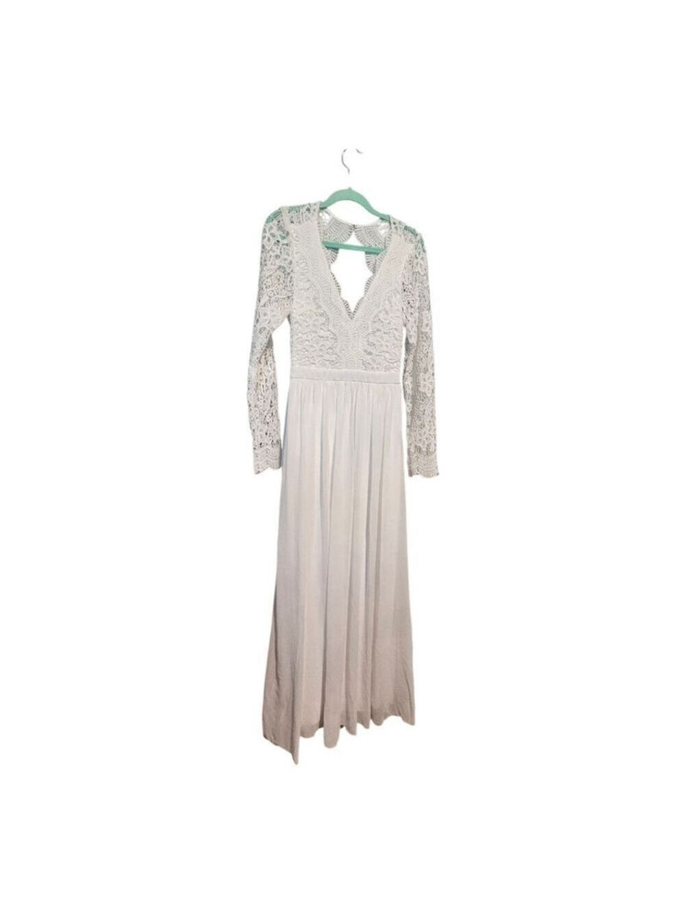 Lulus White Lace Long Sleeve Maxi Wedding Dress Size S - Picture 14 of 16